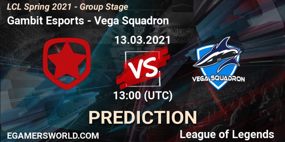 Gambit Esports vs Vega Squadron: Match Prediction. 13.03.21, LoL, LCL Spring 2021 - Group Stage