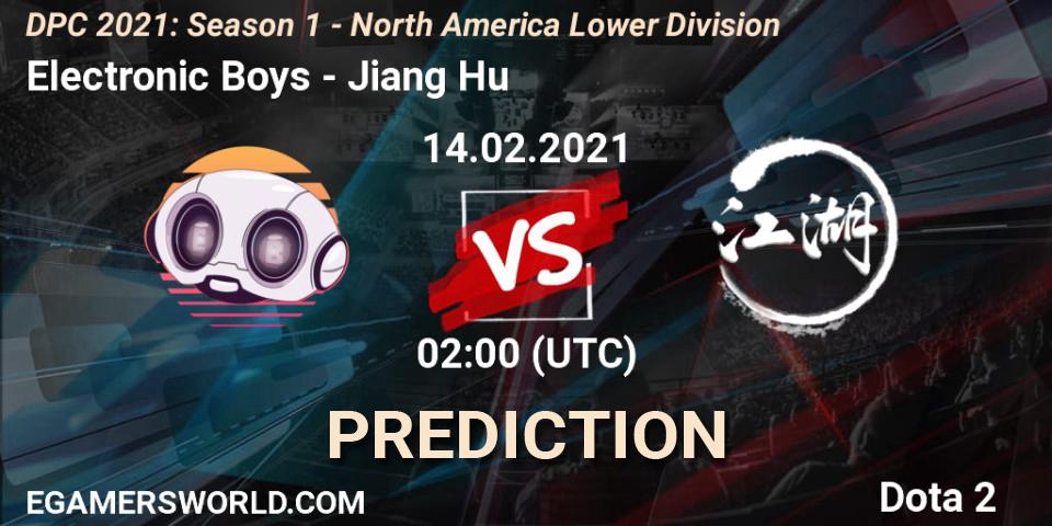 Electronic Boys vs Jiang Hu: Match Prediction. 14.02.2021 at 02:02, Dota 2, DPC 2021: Season 1 - North America Lower Division