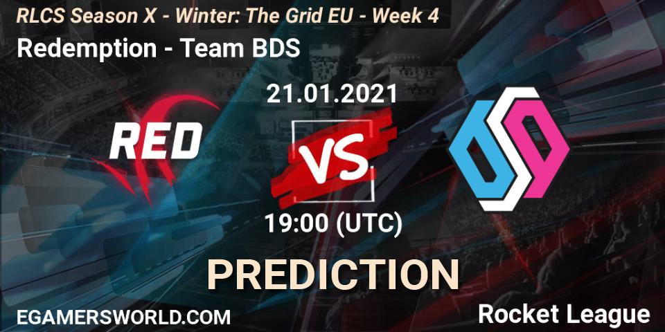 Redemption vs Team BDS: Match Prediction. 21.01.2021 at 19:00, Rocket League, RLCS Season X - Winter: The Grid EU - Week 4