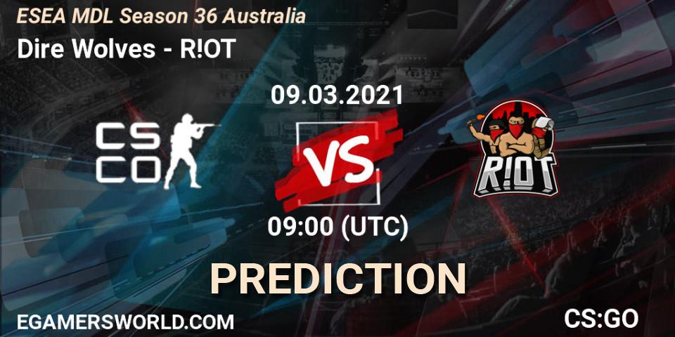 Dire Wolves vs R!OT: Match Prediction. 09.03.2021 at 09:00, Counter-Strike (CS2), MDL ESEA Season 36: Australia - Premier Division