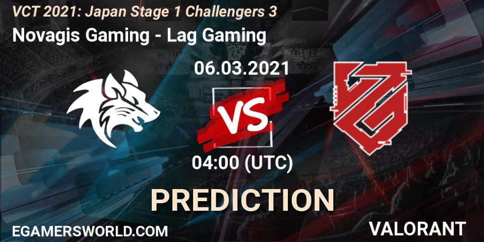 Novagis Gaming vs Lag Gaming: Match Prediction. 06.03.2021 at 04:00, VALORANT, VCT 2021: Japan Stage 1 Challengers 3