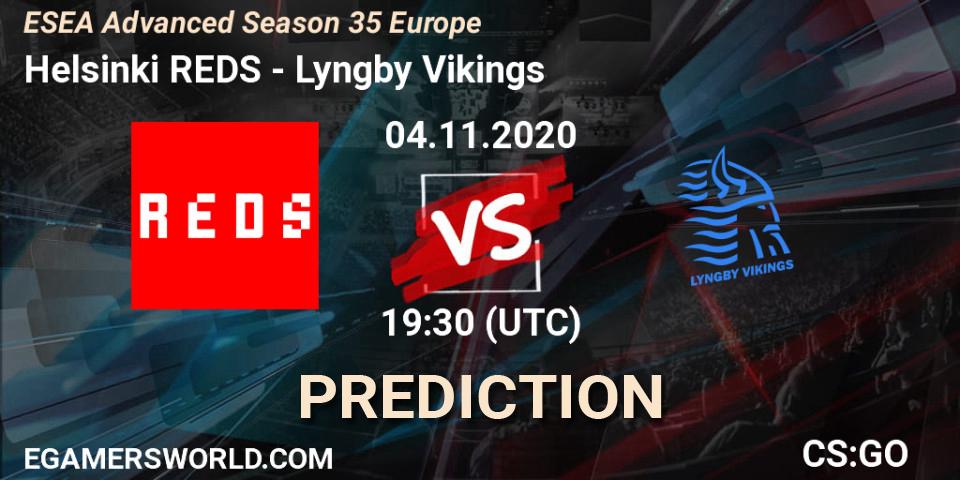 Helsinki REDS vs Lyngby Vikings: Match Prediction. 05.11.2020 at 18:05, Counter-Strike (CS2), ESEA Advanced Season 35 Europe