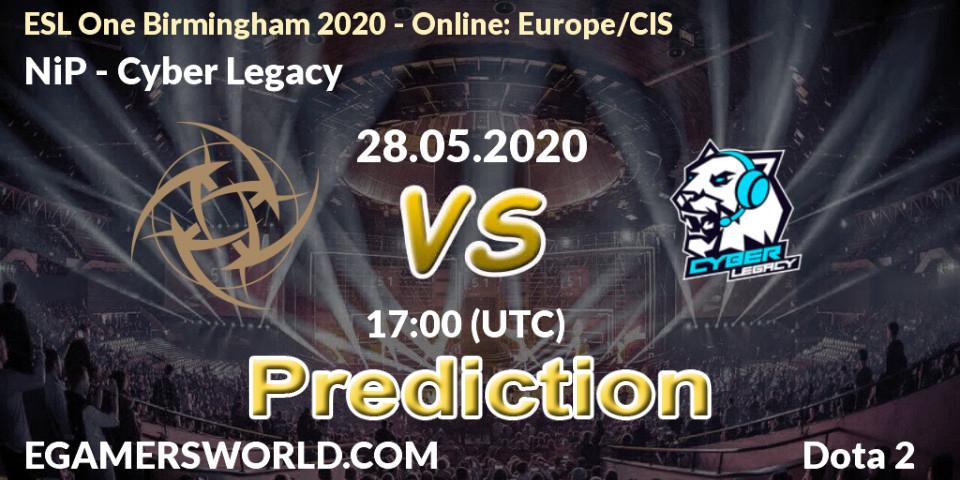 NiP vs Cyber Legacy: Match Prediction. 28.05.2020 at 16:18, Dota 2, ESL One Birmingham 2020 - Online: Europe/CIS