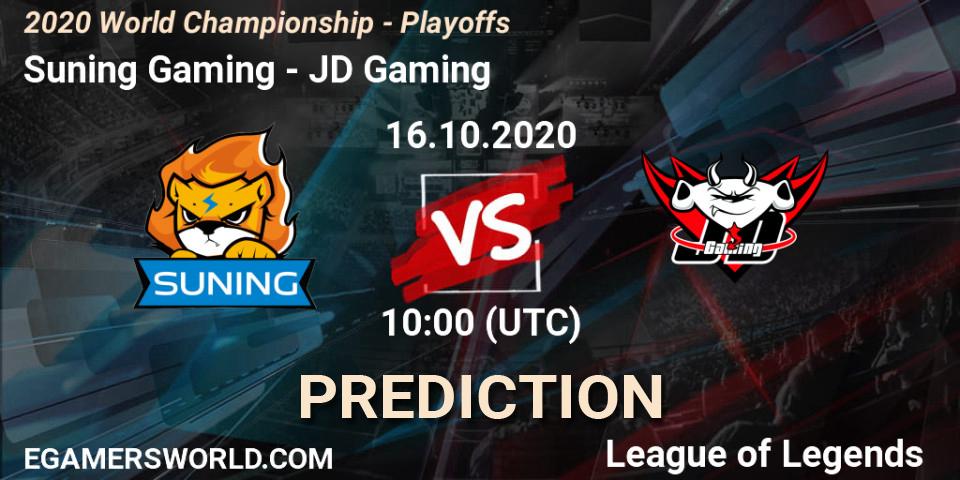 Suning Gaming vs JD Gaming: Match Prediction. 16.10.2020 at 09:31, LoL, 2020 World Championship - Playoffs