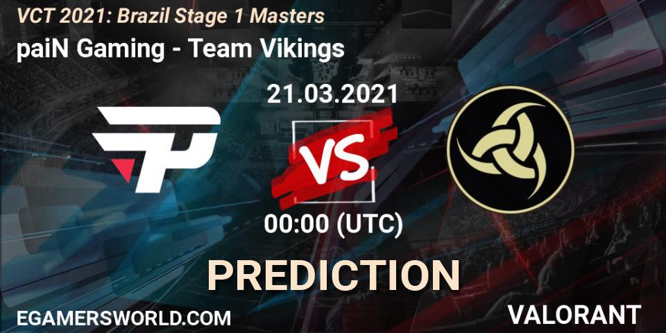 paiN Gaming vs Team Vikings: Match Prediction. 21.03.2021 at 01:15, VALORANT, VCT 2021: Brazil Stage 1 Masters
