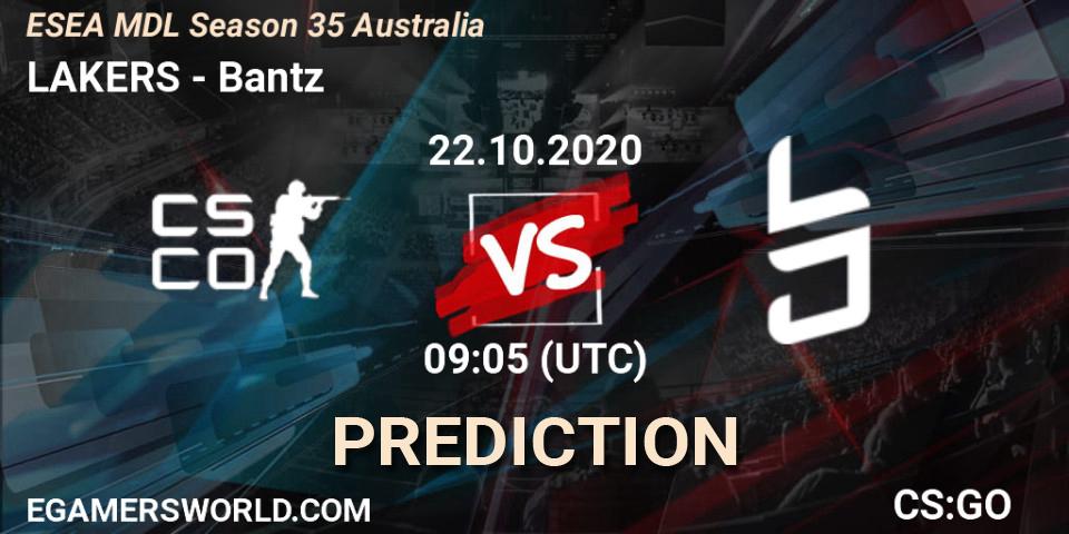LAKERS vs Bantz: Match Prediction. 22.10.2020 at 09:05, Counter-Strike (CS2), ESEA MDL Season 35 Australia