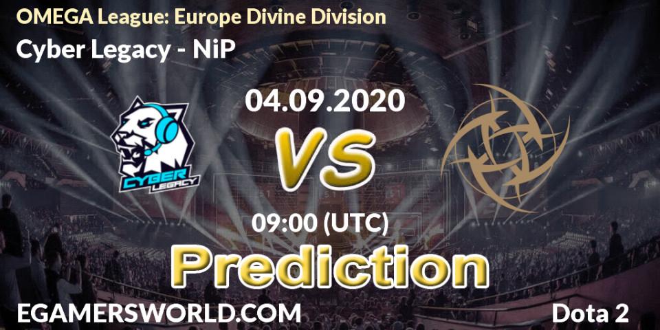 Cyber Legacy vs NiP: Match Prediction. 04.09.2020 at 09:02, Dota 2, OMEGA League: Europe Divine Division