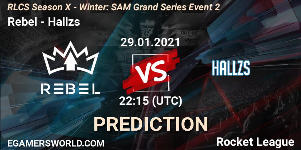 Rebel vs Hallzs: Match Prediction. 29.01.2021 at 22:15, Rocket League, RLCS Season X - Winter: SAM Grand Series Event 2