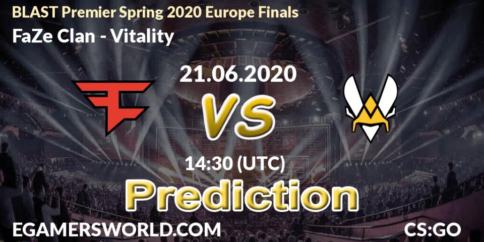 FaZe Clan vs Vitality: Match Prediction. 21.06.20, CS2 (CS:GO), BLAST Premier Spring 2020 Europe Finals