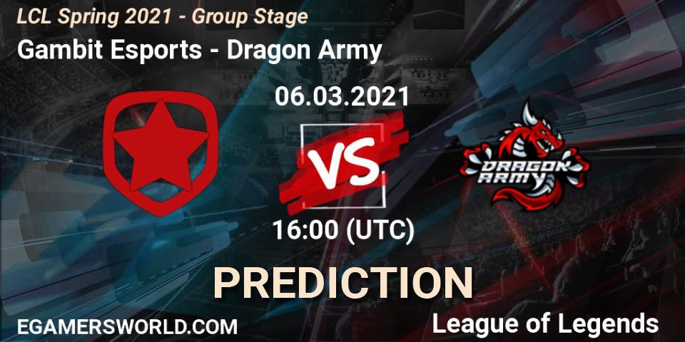 Gambit Esports vs Dragon Army: Match Prediction. 06.03.21, LoL, LCL Spring 2021 - Group Stage