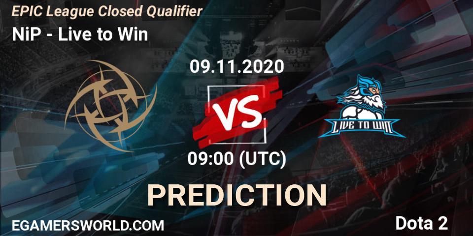 NiP vs Live to Win: Match Prediction. 09.11.20, Dota 2, EPIC League Closed Qualifier