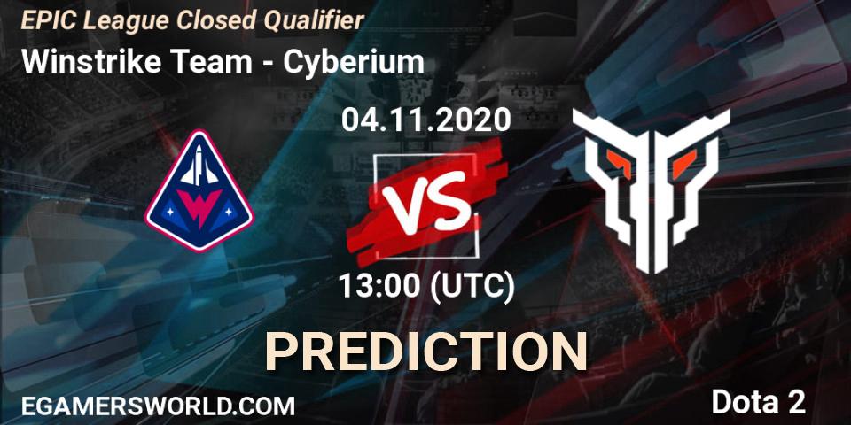 Winstrike Team vs Cyberium: Match Prediction. 04.11.2020 at 16:05, Dota 2, EPIC League Closed Qualifier