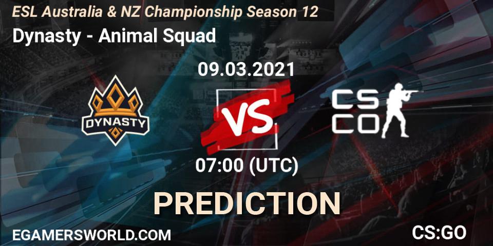 Dynasty vs Animal Squad: Match Prediction. 11.03.2021 at 07:00, Counter-Strike (CS2), ESL Australia & NZ Championship Season 12