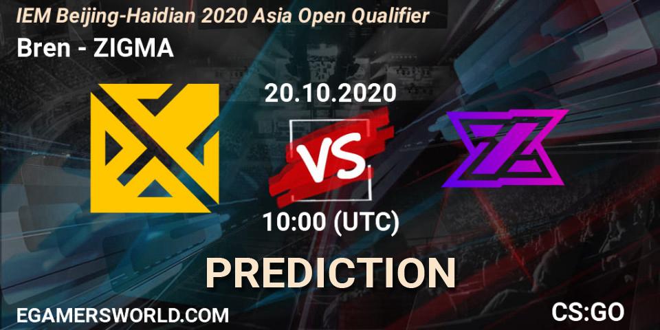 Bren vs ZIGMA: Match Prediction. 20.10.2020 at 10:00, Counter-Strike (CS2), IEM Beijing-Haidian 2020 Asia Open Qualifier