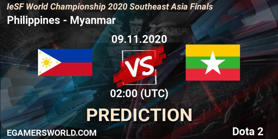 Philippines vs Myanmar: Match Prediction. 09.11.2020 at 02:00, Dota 2, IeSF World Championship 2020 Southeast Asia Finals