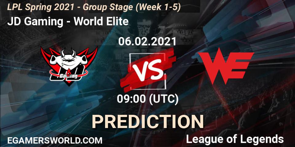 JD Gaming vs World Elite: Match Prediction. 06.02.2021 at 10:09, LoL, LPL Spring 2021 - Group Stage (Week 1-5)