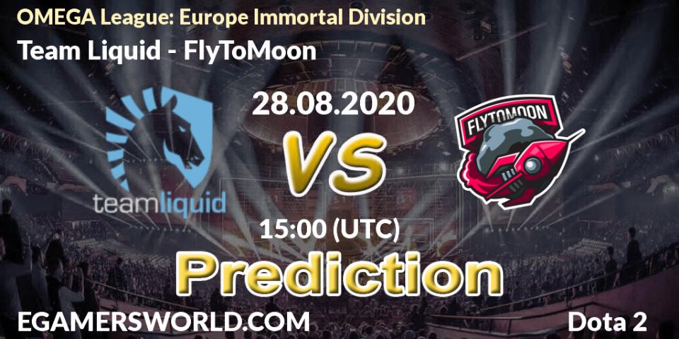 Team Liquid vs FlyToMoon: Match Prediction. 28.08.2020 at 14:28, Dota 2, OMEGA League: Europe Immortal Division