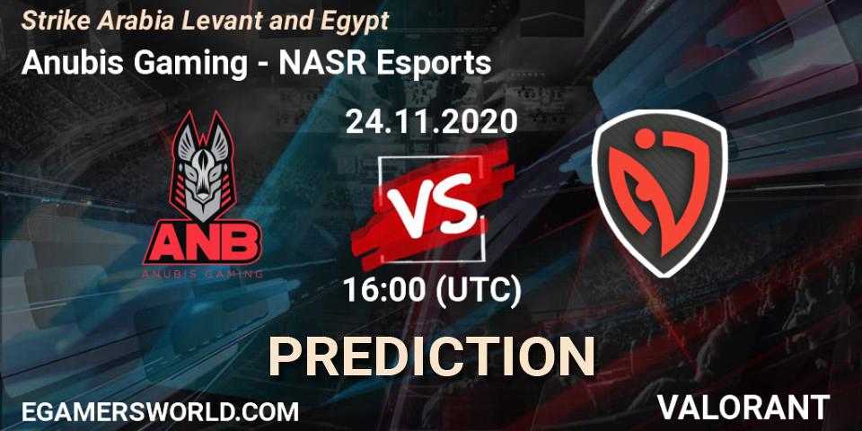 Anubis Gaming vs NASR Esports: Match Prediction. 24.11.2020 at 16:00, VALORANT, Strike Arabia Levant and Egypt