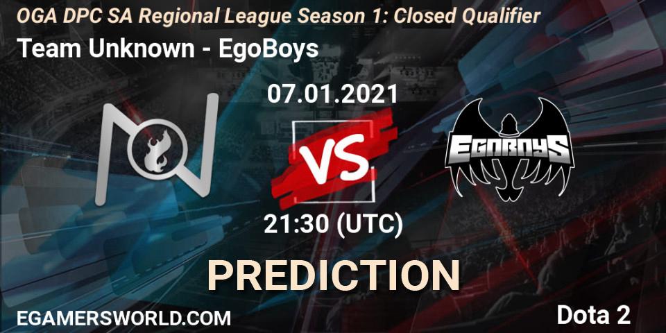 Team Unknown vs EgoBoys: Match Prediction. 07.01.2021 at 21:32, Dota 2, DPC 2021: Season 1 - South America Closed Qualifier