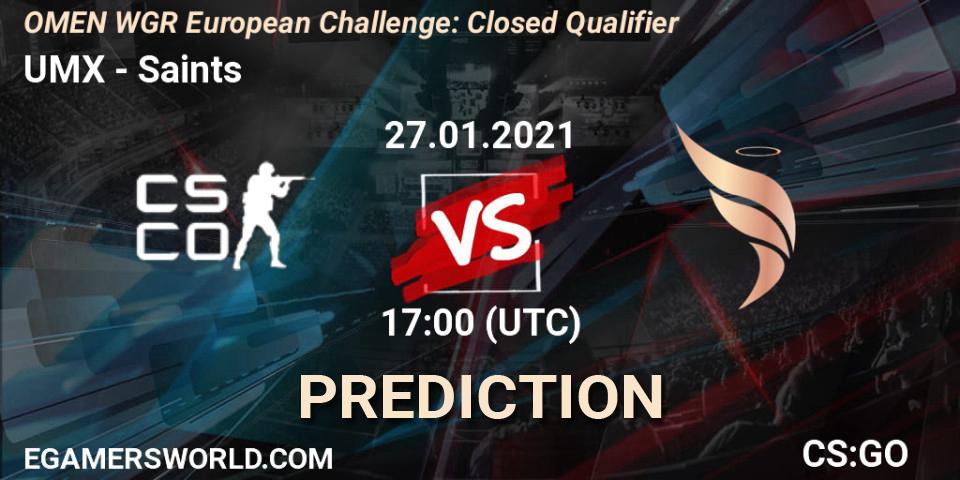 UMX vs Saints: Match Prediction. 27.01.2021 at 17:30, Counter-Strike (CS2), OMEN WGR European Challenge: Closed Qualifier