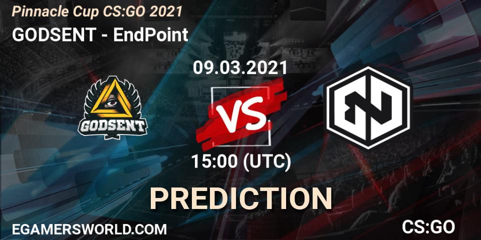 GODSENT vs EndPoint: Match Prediction. 09.03.2021 at 18:00, Counter-Strike (CS2), Pinnacle Cup #1