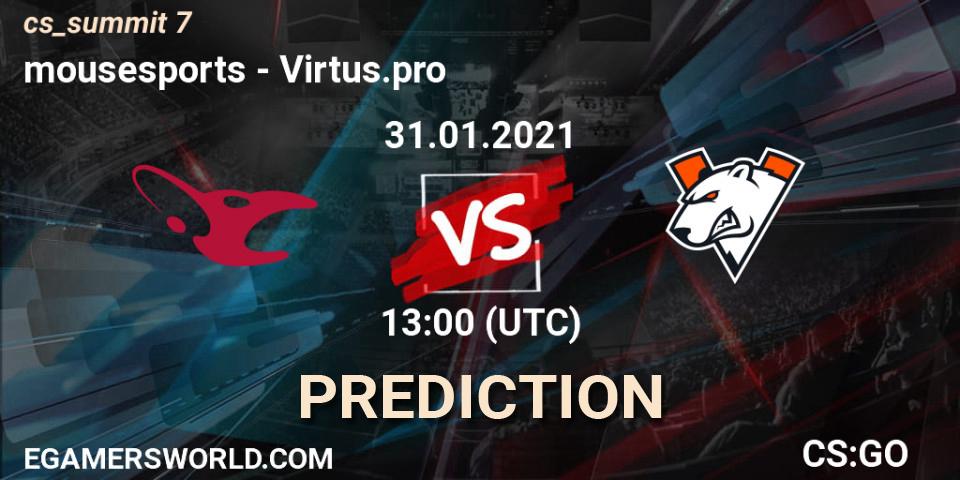mousesports vs Virtus.pro: Match Prediction. 31.01.2021 at 13:00, Counter-Strike (CS2), cs_summit 7