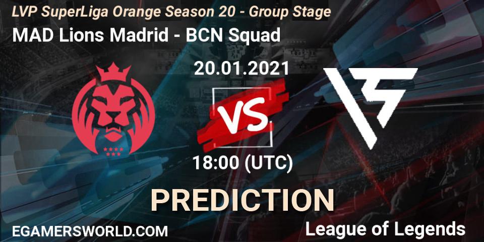 MAD Lions Madrid vs BCN Squad: Match Prediction. 20.01.2021 at 18:00, LoL, LVP SuperLiga Orange Season 20 - Group Stage