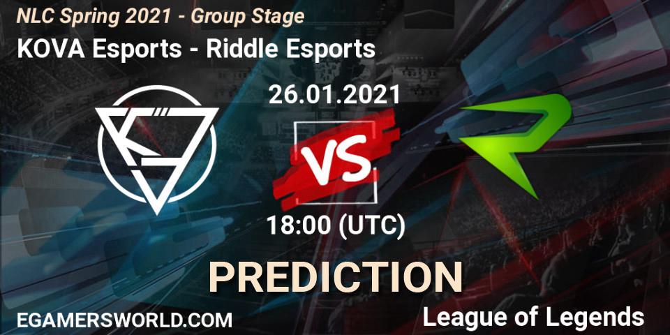 KOVA Esports vs Riddle Esports: Match Prediction. 26.01.2021 at 18:00, LoL, NLC Spring 2021 - Group Stage