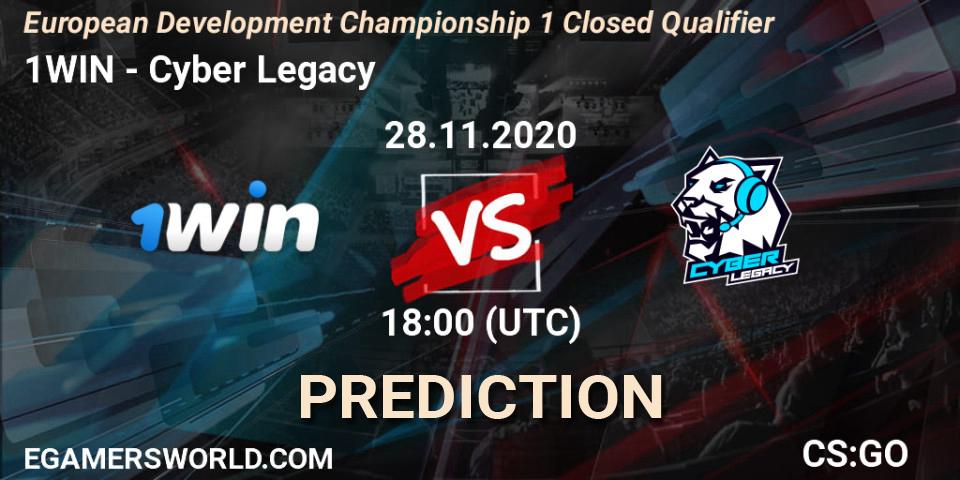 1WIN vs Cyber Legacy: Match Prediction. 28.11.2020 at 19:00, Counter-Strike (CS2), European Development Championship 1 Closed Qualifier
