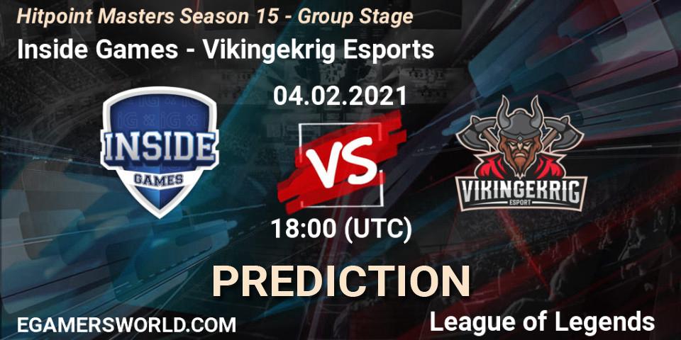 Inside Games vs Vikingekrig Esports: Match Prediction. 04.02.2021 at 18:30, LoL, Hitpoint Masters Season 15 - Group Stage