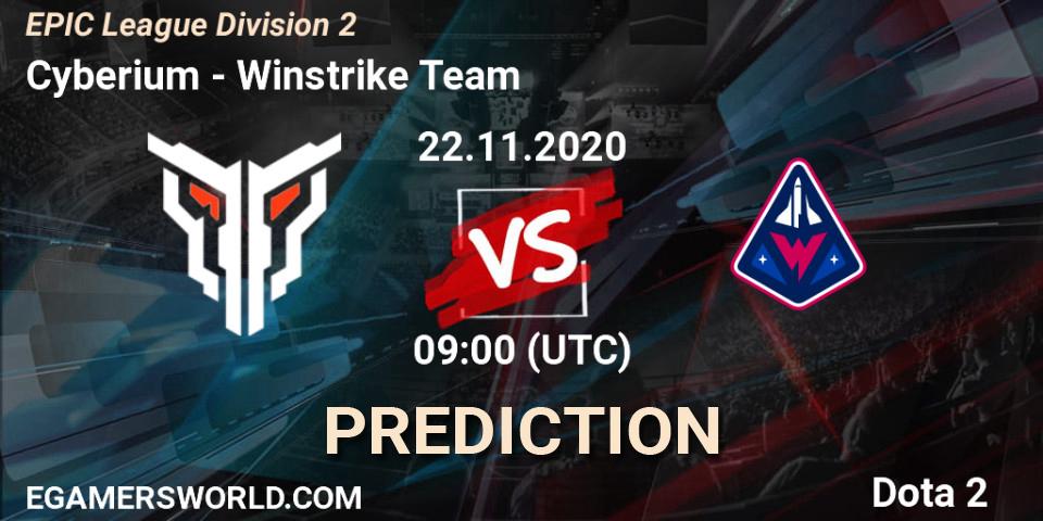 Cyberium vs Winstrike Team: Match Prediction. 22.11.2020 at 09:00, Dota 2, EPIC League Division 2