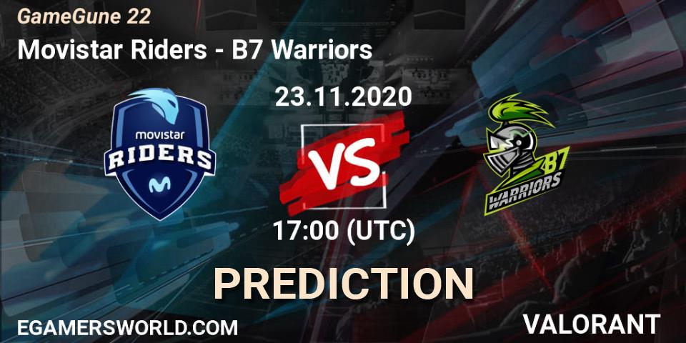 Movistar Riders vs B7 Warriors: Match Prediction. 23.11.2020 at 17:00, VALORANT, GameGune 22