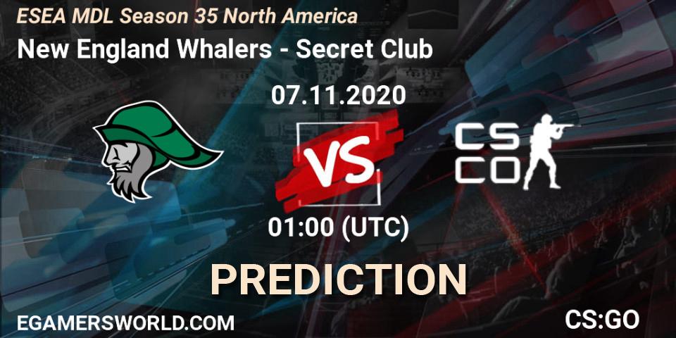 New England Whalers vs Secret Club: Match Prediction. 07.11.20, CS2 (CS:GO), ESEA MDL Season 35 North America