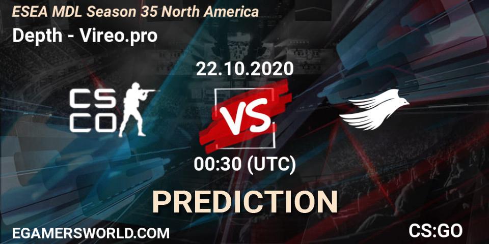 Depth vs Vireo.pro: Match Prediction. 22.10.2020 at 00:30, Counter-Strike (CS2), ESEA MDL Season 35 North America