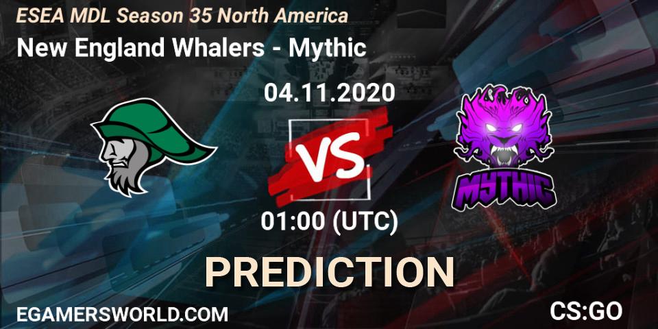 New England Whalers vs Mythic: Match Prediction. 04.11.2020 at 22:00, Counter-Strike (CS2), ESEA MDL Season 35 North America