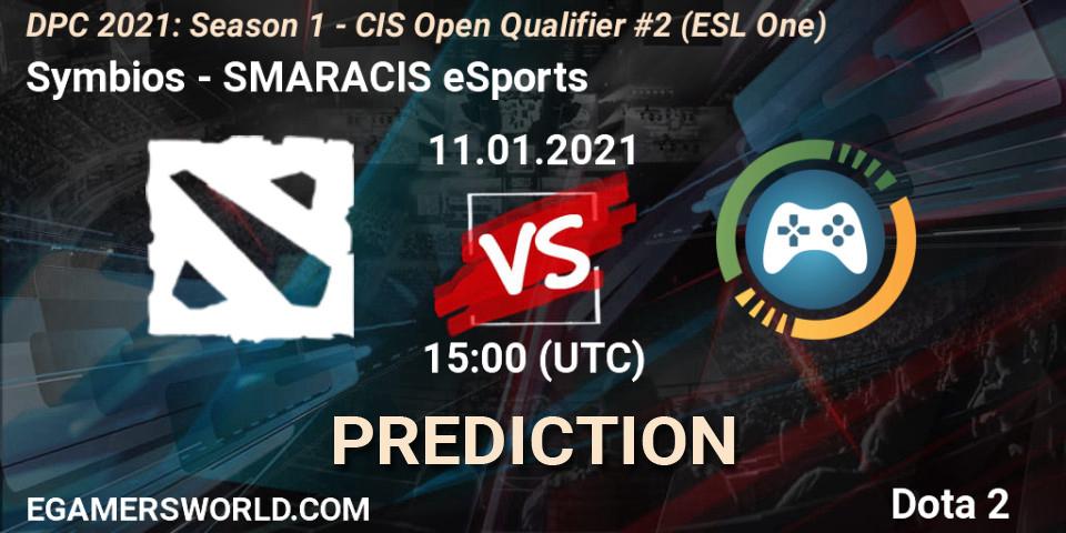 Symbios vs SMARACIS eSports: Match Prediction. 11.01.2021 at 15:00, Dota 2, DPC 2021: Season 1 - CIS Open Qualifier #2 (ESL One)