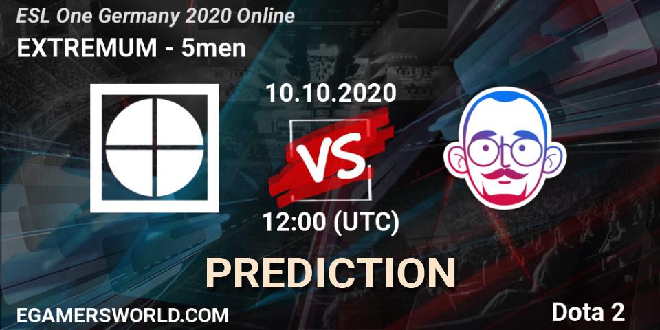 EXTREMUM vs 5men: Match Prediction. 10.10.2020 at 12:00, Dota 2, ESL One Germany 2020 Online