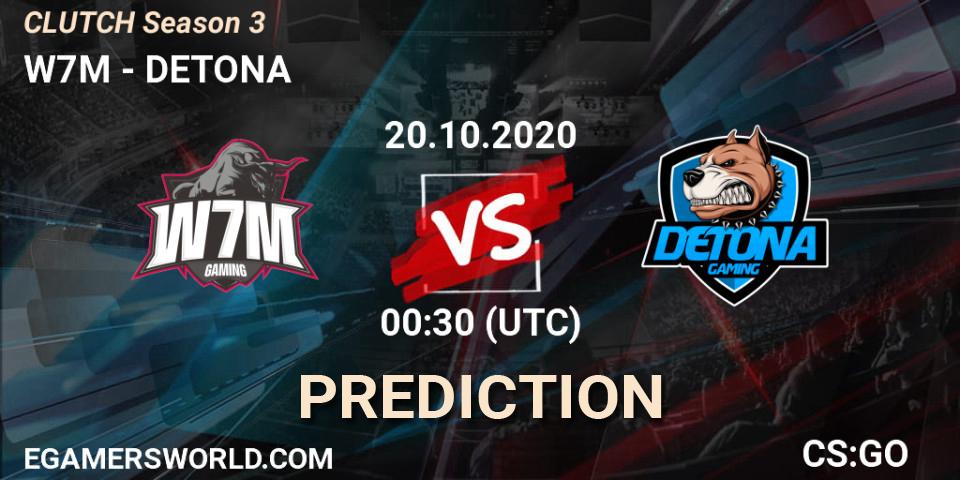 W7M vs DETONA: Match Prediction. 20.10.2020 at 00:30, Counter-Strike (CS2), CLUTCH Season 3