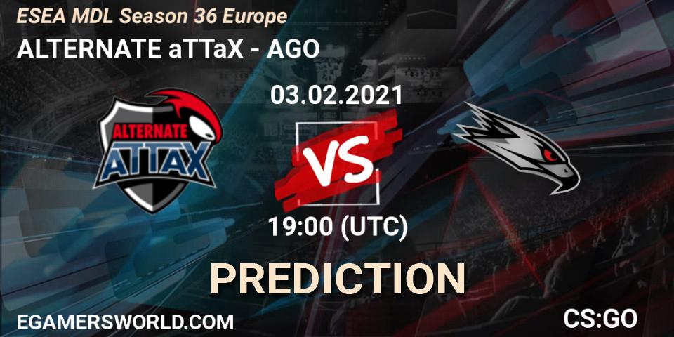 ALTERNATE aTTaX vs AGO: Match Prediction. 03.02.21, CS2 (CS:GO), MDL ESEA Season 36: Europe - Premier division