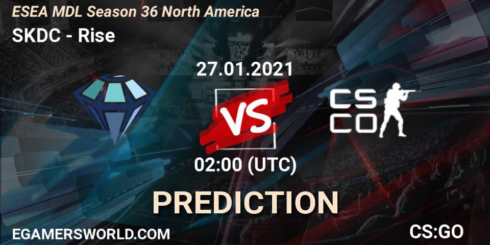 SKDC vs Rise: Match Prediction. 27.01.2021 at 02:00, Counter-Strike (CS2), MDL ESEA Season 36: North America - Premier Division
