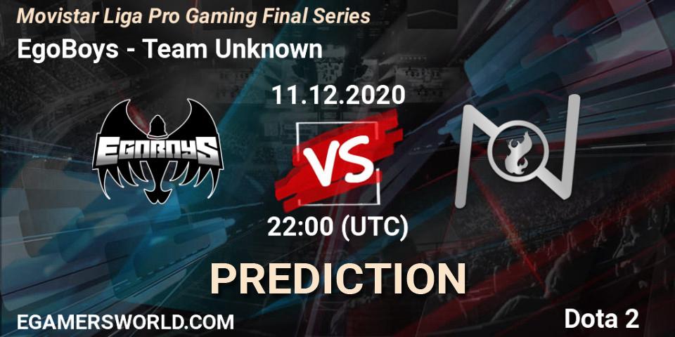 EgoBoys vs Team Unknown: Match Prediction. 11.12.2020 at 21:59, Dota 2, Movistar Liga Pro Gaming Final Series