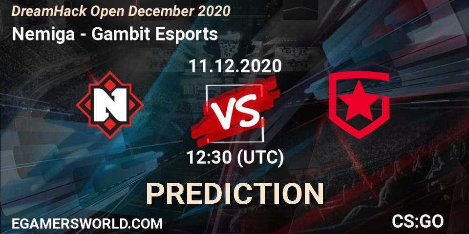 Nemiga vs Gambit Esports: Match Prediction. 11.12.2020 at 12:55, Counter-Strike (CS2), DreamHack Open December 2020