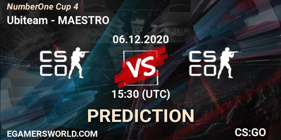 Ubiteam vs MAESTRO: Match Prediction. 06.12.2020 at 15:00, Counter-Strike (CS2), NumberOne Cup 4