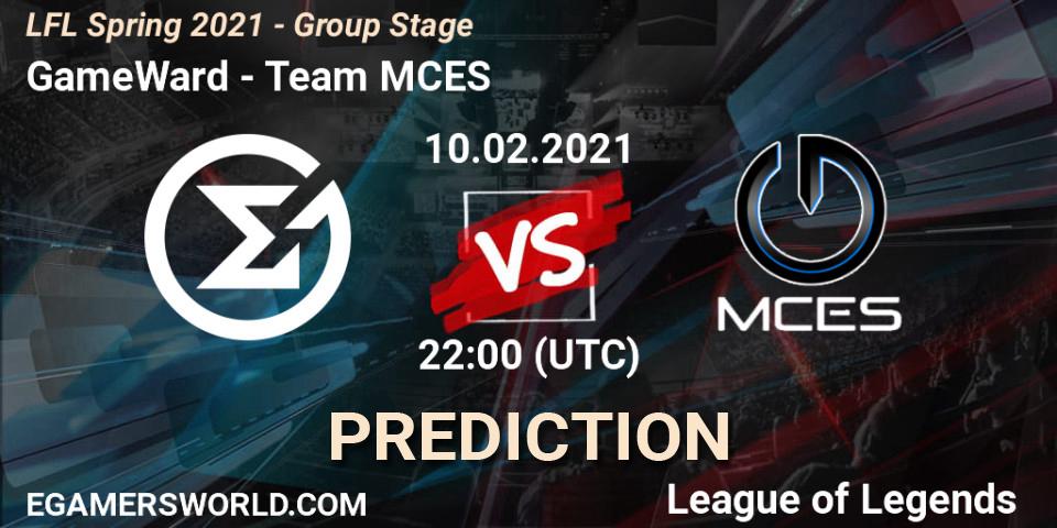 GameWard vs Team MCES: Match Prediction. 10.02.2021 at 22:15, LoL, LFL Spring 2021 - Group Stage
