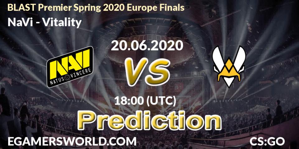 NaVi vs Vitality: Match Prediction. 20.06.20, CS2 (CS:GO), BLAST Premier Spring 2020 Europe Finals