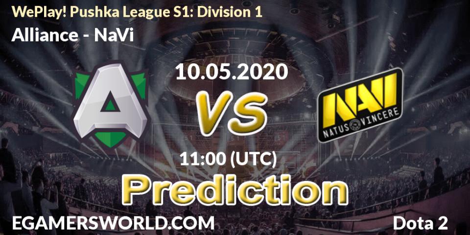 Alliance vs NaVi: Match Prediction. 10.05.2020 at 11:00, Dota 2, WePlay! Pushka League S1: Division 1