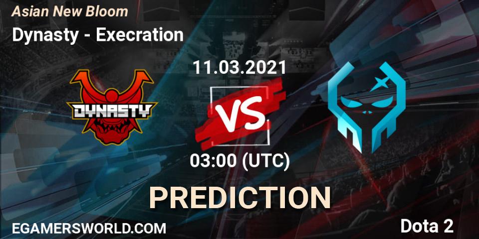 Dynasty vs Execration: Match Prediction. 11.03.2021 at 03:13, Dota 2, Asian New Bloom