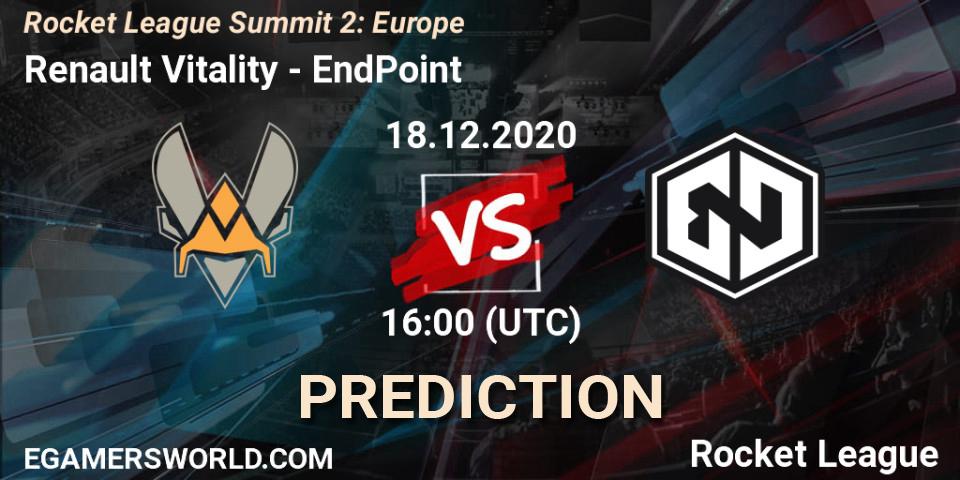 Renault Vitality vs EndPoint: Match Prediction. 18.12.20, Rocket League, Rocket League Summit 2: Europe