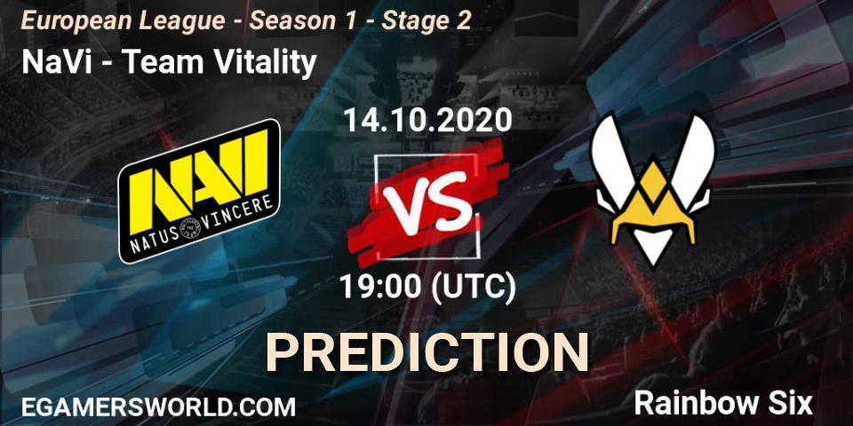 NaVi vs Team Vitality: Match Prediction. 14.10.2020 at 19:00, Rainbow Six, European League - Season 1 - Stage 2