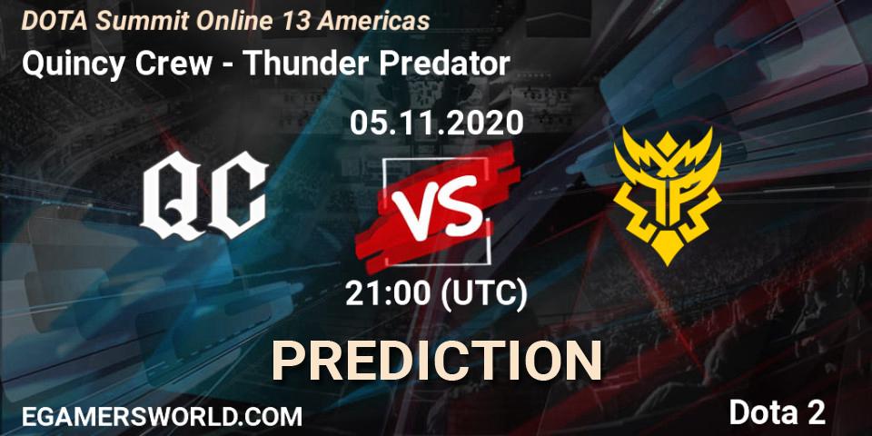 Quincy Crew vs Thunder Predator: Match Prediction. 05.11.2020 at 22:03, Dota 2, DOTA Summit 13: Americas